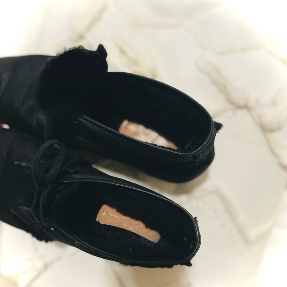 SOLD✨ROBERT CLERGERIE | 38 | Nadim Leather Sherpa Lace-Up Bootie Platform Wedge - Picture 13 of 13